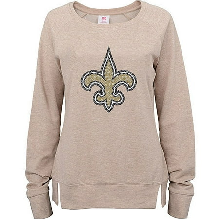 NFL Juniors New Orleans Saints Scoop Neck Sweatshirt with Sequins Logo