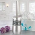 thumbnail image 4 of 6-Piece Crackled Glass Silver Bathroom Set - Toilet Brush, Tissue Box Cover, Soap Dispenser & Toothbrush Holder, 4 of 4