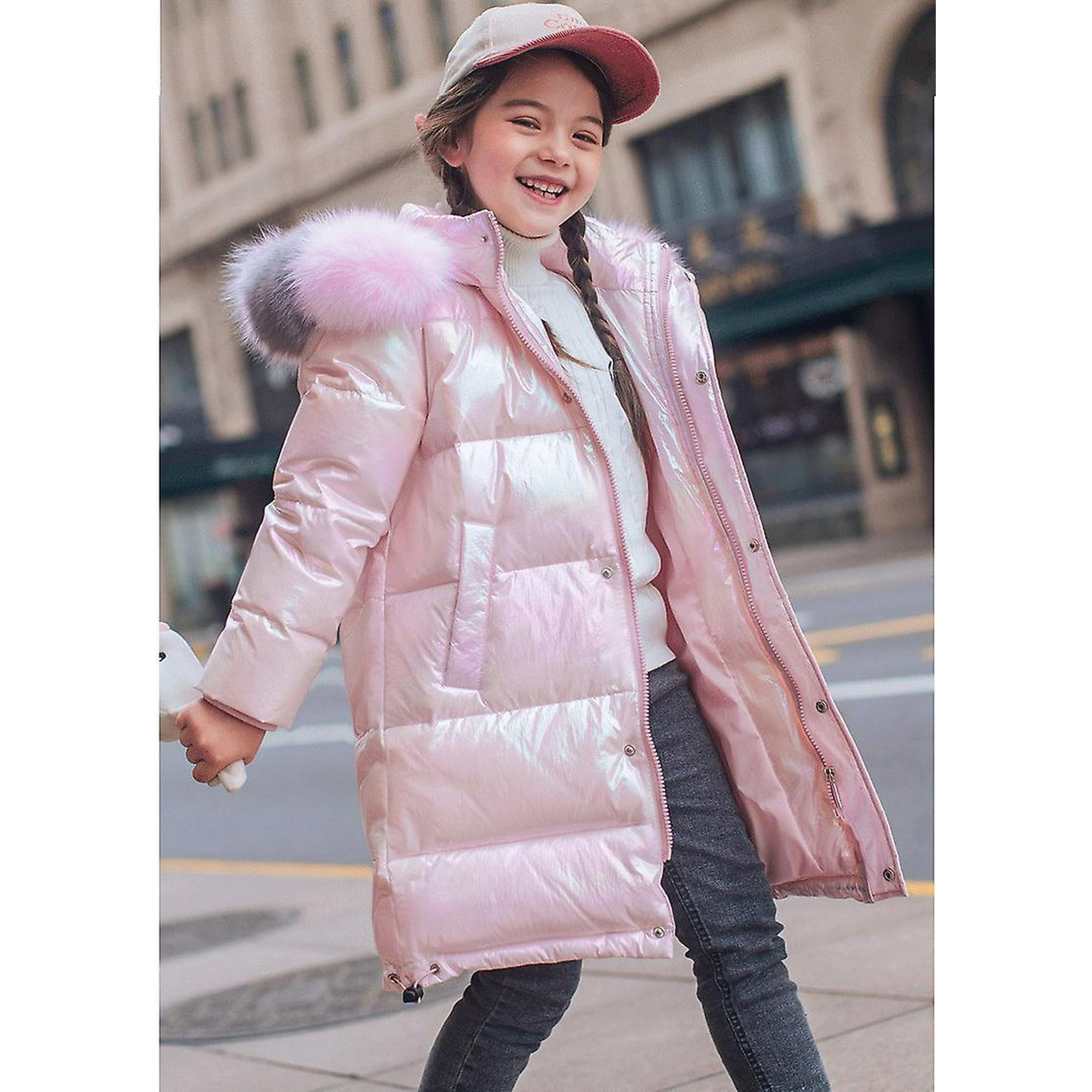 Winter Hooded Shiny Down Jacket For Girls Waterproof Coat Kids Parka Snowsuit With Faux Fur Collar Walmart