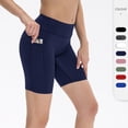 thumbnail image 2 of Women's High Waist Yoga Short Side Pocket Workout Tummy Control Bike Shorts Running Exercise Leggings, 2 of 8
