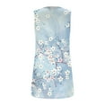 thumbnail image 4 of Wycnly Tank Tops for Women Lightweight Loose Fit Pleated Swing Tunic Tops Summer Floral Print Square Neck Sleeveless Shirts Fashion Blouses Light Blue l, 4 of 5