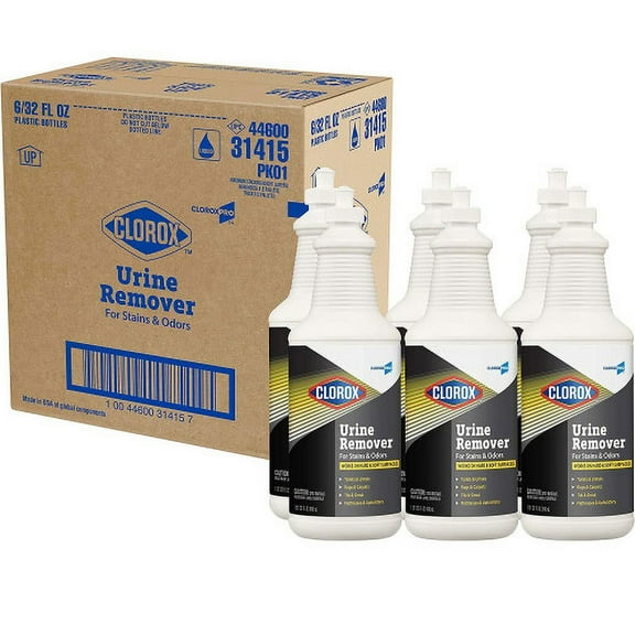 Clorox Urine Remover for Stains and Odors, 32 oz Pull top Bottle, 6/Carton