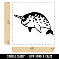 thumbnail image 2 of Cheerful Narwhal the Horned Whale Self-Inking Rubber Stamp Ink Stamper - Pink Ink - Small 1 Inch, 2 of 7