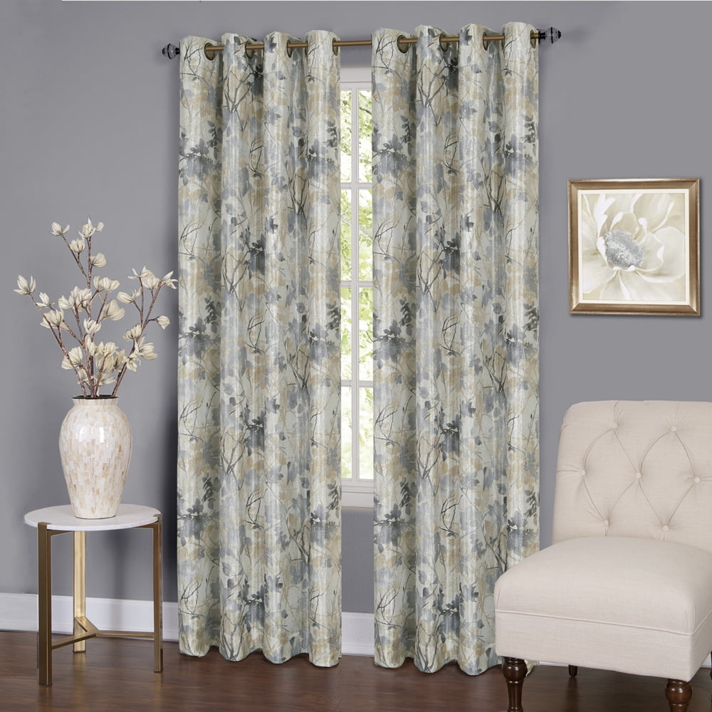 (2-Pack) Light-Filtering Semi-Sheer Window Privacy Curtains Floral ...