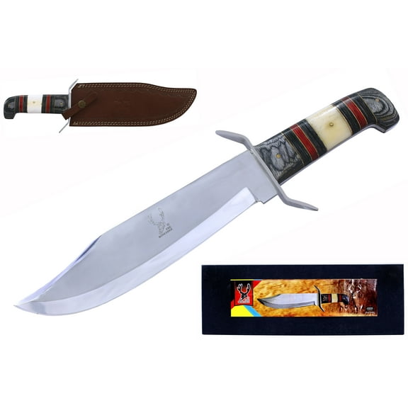 TheBoneEdge 15' Hunting Bowie Knife Multi Color Wood & Brass Work Hand Crafted