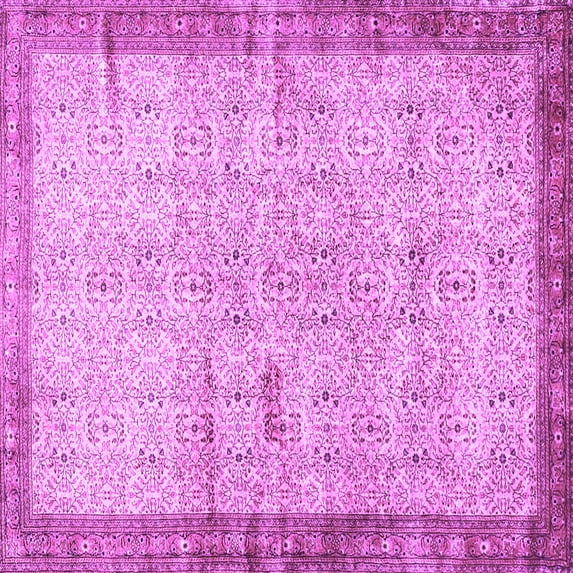 Ahgly Company Indoor Square Oriental Purple Traditional Area Rugs, 7' Square