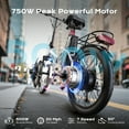 thumbnail image 5 of AIRWEST Peak 750W Folding Electric Bike for Adult, 20" Electric Mountain Bike with 48V 7.8AH Removable Lithium Battery, 20 MPH Electric Commuter Bicycle up to 40 Miles, White, 5 of 8
