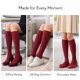thumbnail image 5 of Diamond Star Women's Knee High Socks Trouser Socks, Stretchy Soft Thin Material (Burgundy - 6 Pairs, Socks Size 9-11, Fit Women's Shoe Size 4-10.5), 5 of 6