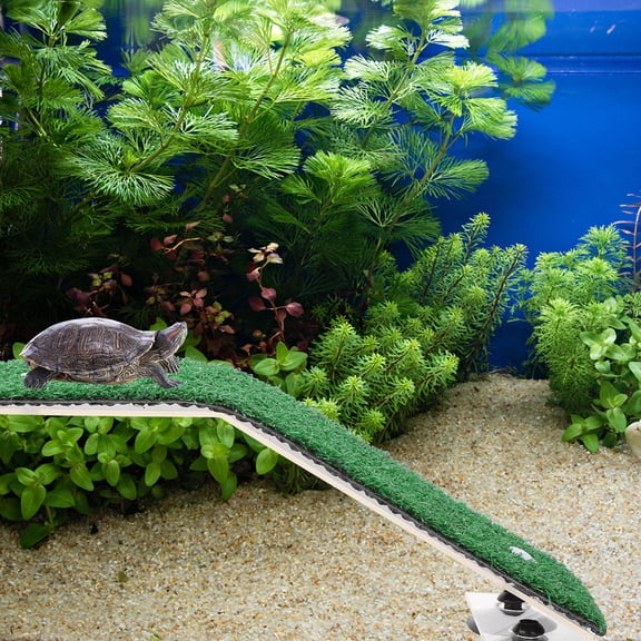 MOKKHNB Green Reptile Climbing Ladder and Turtle Drying Platform for Aquarium Decoration and Habitat Enhancement