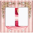 thumbnail image 6 of Metal Light Switch Plate Cover Elegant Raspberry Macaroon Cake Striped Wallpaper CAK049, 6 of 13