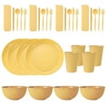 thumbnail image 1 of Nvzi Wheat Straw Dinnerware Sets, 32-Piece Plates and Bowls Sets, Cutlery, Microwave Safe Unbreakable Dinnerware for Parties, Picnic, College Dorm, Camping Yellow, 1 of 4