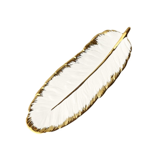 Placa de Hoja Bandeja de Plumas Realista Decoración de Mesa Anillo de Joyería de Cerámica S Eccomum Pequeña