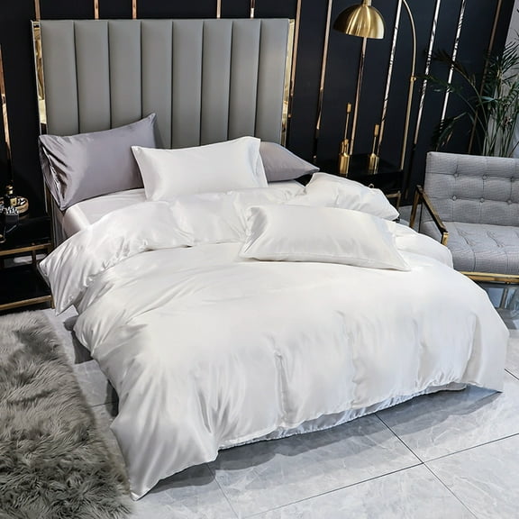 JAAE 3 Piece Bedding Duvet Cover Set Microfiber with Zipper Closure, Ties - Modern Style Queen