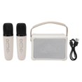 thumbnail image 1 of Mini Karaoke Machine HiFi Dynamic Light Portable Bluetooth Speaker with 2 Wireless Microphone for Kids Adults Beige, 1 of 5