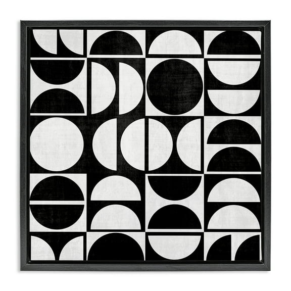 Stupell Industries Black & White Arch Pattern Abstract Painting Black Floater Framed Canvas Art Print Wall Art, 18 x 18