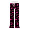 thumbnail image 4 of Pantalons pour Femmes Saint-Valentin Imprimé Amour Pantalons à Cordon de Serrage Jambes Larges Pantalons Décontractés Rose Vif Polyester Spandex m, 4 of 4