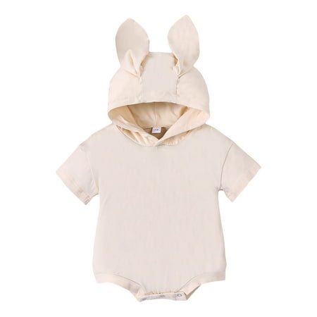 

EFGYYF Boy Outfits IIIII Boy Clothes Baby Boys Girls Long Sleeve Solid Easter Rabbit Ear Romper Kids Clothes Clothes Beige 6-12 Months