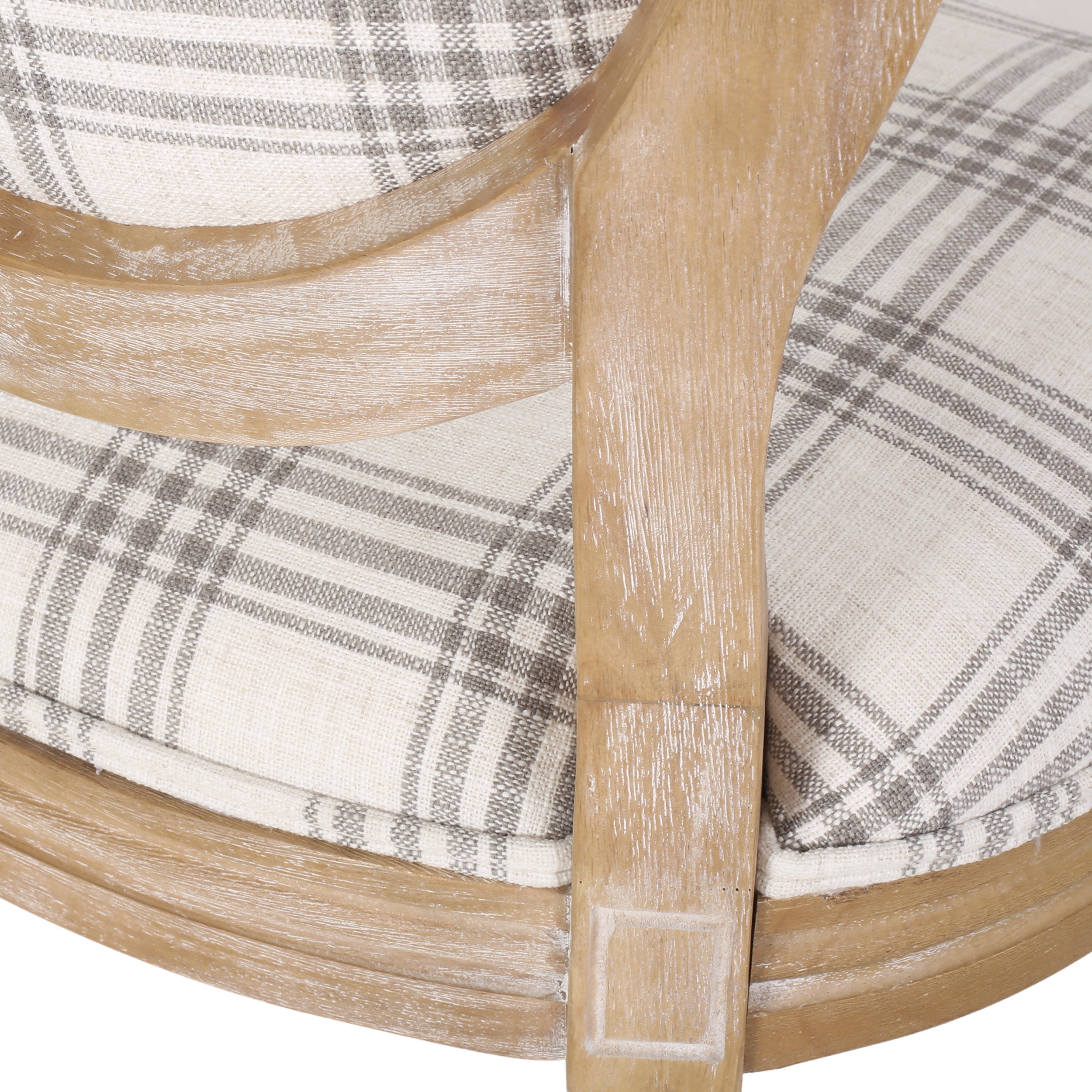 Noble House Karter Fabric Dining Chairs, Set of 2, Gray Plaid and Light Beige