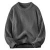 thumbnail image 3 of successthop Mens Cable Knit Sweater Plus Size Long Sleeve Chunky Crewneck Casual Pullover Knitwear Solid Knit Tops Gray, 3 of 6