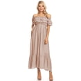 thumbnail image 1 of Women's Boho Peasant Dress Off Shoulder Short Sleeve Ruffle Maxi Dresses, 1 of 5