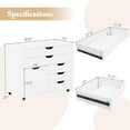 thumbnail image 3 of Costway 5-Drawer File Cabinet Mobile Chest of Drawers with Side Cabinet 5 Casters, 3 of 10