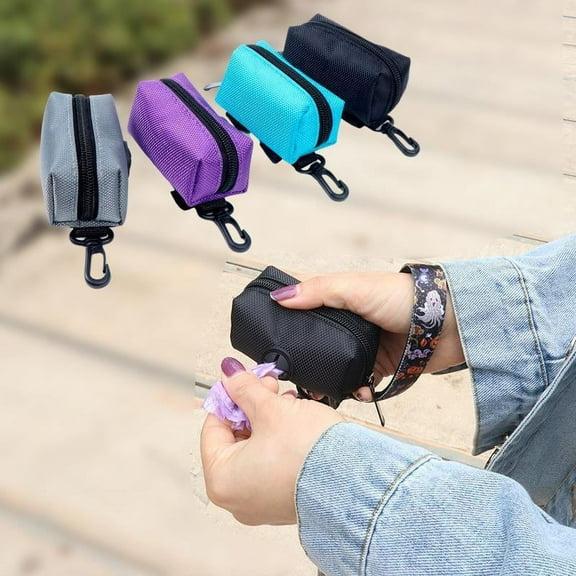 Janrevotw Pet Waste Bag Dispenser With Hook And Loop Dog Poop Bag Holder Portable Storage Bag For Outdoor Travel Walking Park Pet Supplies