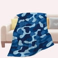 thumbnail image 6 of Dark Blue Camo Decor Design Soft Throw Blanket,Vivid Military Camouflage Flannel Blanket Gifts for Kids Boys Girls Men Women Camping Traveling Couch Bed 60" X 80", 6 of 6