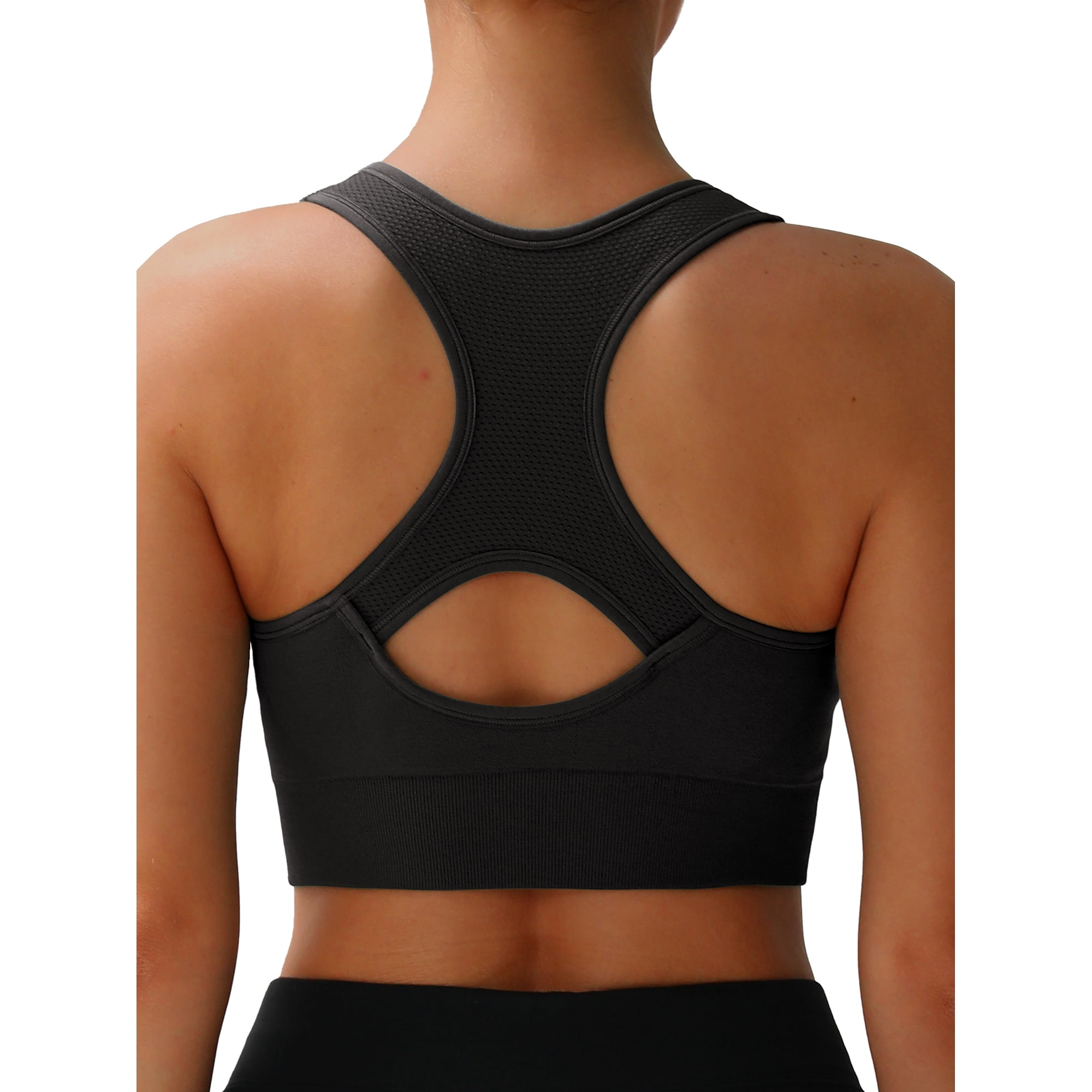 MINTREUS Racerback Sports Bras for Women - Padded Seamless Support Bra for Yoga Gym Workout Fitness