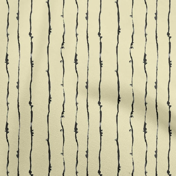 oneOone Cotton Silk Pale Yellow Fabric Abstract Stripes Quilting Supplies Print Sewing Fabric By The Yard 42 Inch Wide