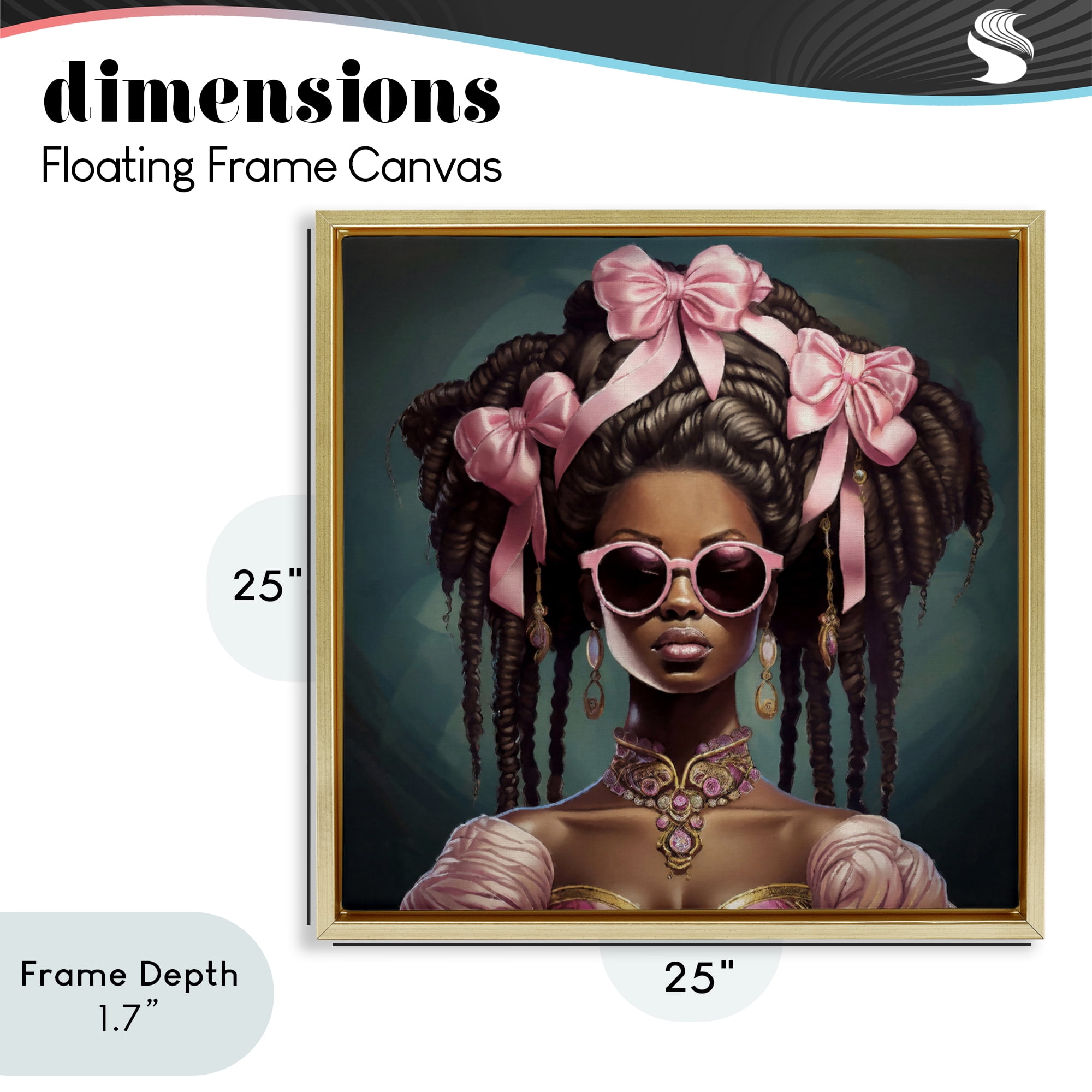 Stupell Industries Rococo Woman With Bows Gold Framed Floater Canvas Wall Art, design by Grotto Studios
