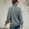 thumbnail image 3 of SWSMCLT Women's Soft Pullover Sweater Long Sleeve Winter Drop Shoulder Knitwear Top High Neck Cable Knit Warm Holiday Spring Grey 14, 3 of 5