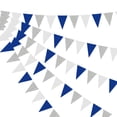 thumbnail image 5 of 23Ft 2Pcs Royal Blue Silver White Metallic Glitter Paper Triangle Banner Flag Garland Pennant Bunting for Graduation Birthday Wedding Bridal Shower Pirate Theme Party Nursery Decorations Supplies, 5 of 6