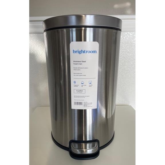 Brightroom Stainless Steel Trash Can 3.1 Gallon - White
