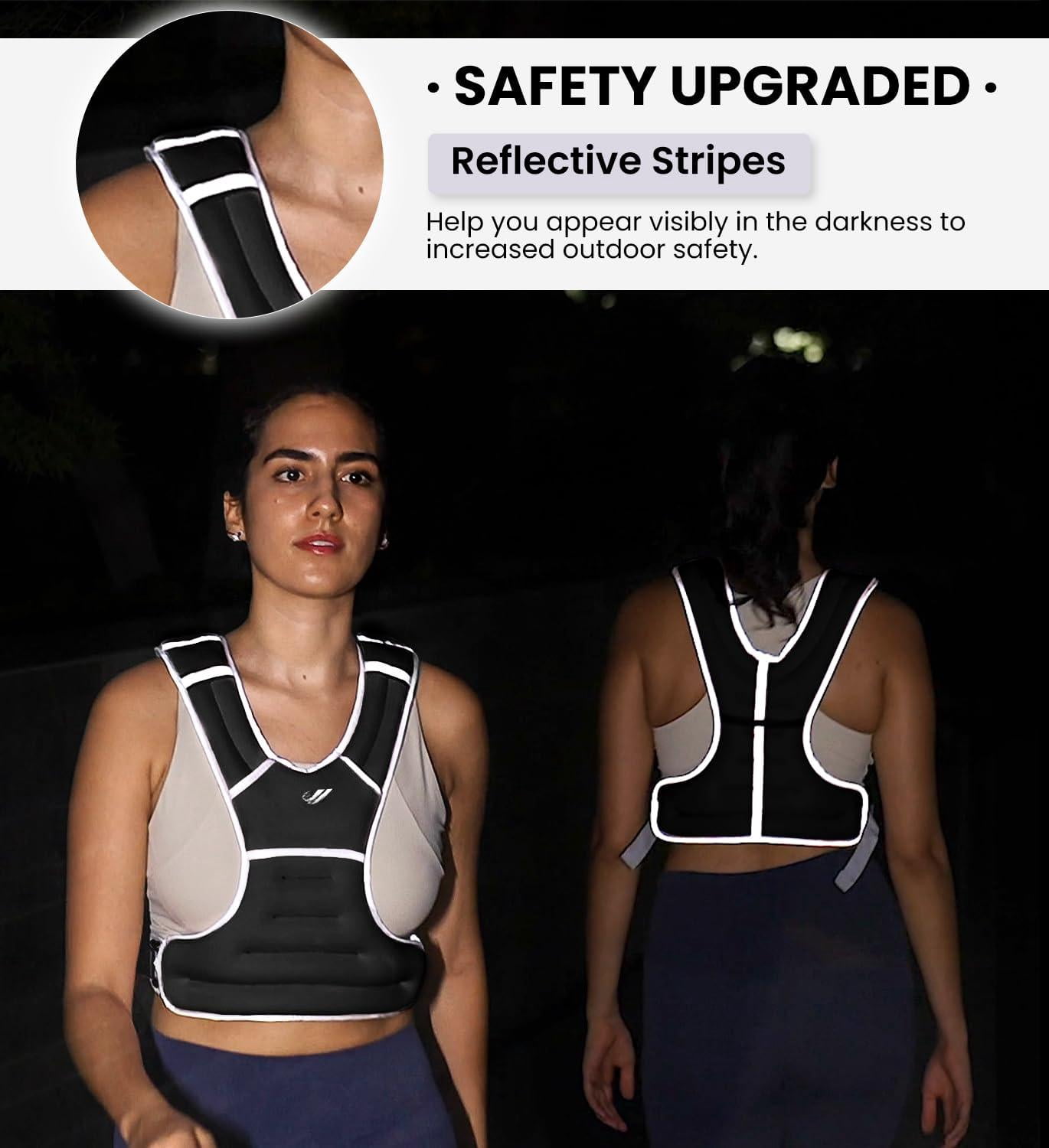15 lbs Black Weighted Vest for Walking Running Workout Fitness