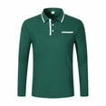 thumbnail image 4 of QUNYINEY Casual Mens T-Shirts Solid Green Long Sleeve Collared Tops Drop Shoulder with Pocket Loose Button Pullover T-Shirts, 4 of 9