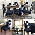 thumbnail image 3 of Blue Black Dining Chair Cover Set of 6,Boho White Modern Geometric Abstract Circle Stretch Chair Protectors Slipcover,Spandex Kitchen Chair Seat Back Cushion Slip Cover for Dining Room,Party,Hotel, 3 of 6