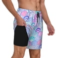 thumbnail image 2 of Daiia Watercolor Sea Shells 1 Mens Swim Trunks Swim Shorts Quick Dry Swim Shorts with Mesh Lining Pockets-XX-Large, 2 of 9