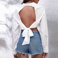 thumbnail image 2 of KIHOUT Women Button Long Sleeve Tops Blouse Shirt Solid Strapless Thin Keep Warm Top, 2 of 9