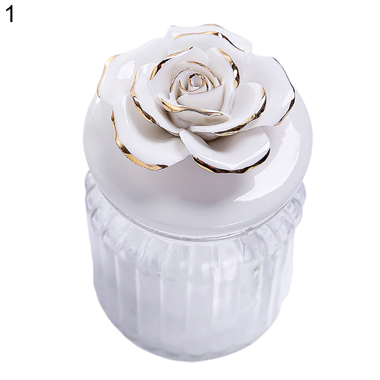 HEVIRGO 240ml Clear Ceramic Glass Jar Delicate Lid Multipurpose