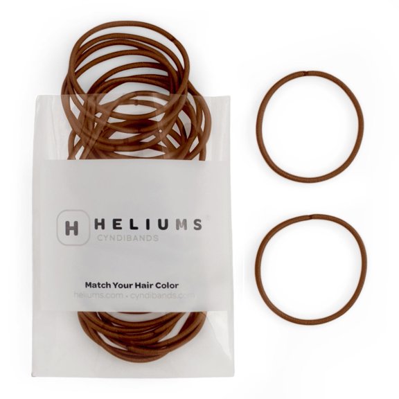 Heliums Thin Hair Elastics - Brown - 2mm Hair Ties for Fine Hair, 40 Count, 1.75 Inch Diameter, Medium Hold Ponytail Holders