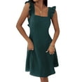 thumbnail image 3 of Franhais Women Summer Slip Mini Dress, Fly Sleeve Square Neck Backless A-line Dress for Party, 3 of 6