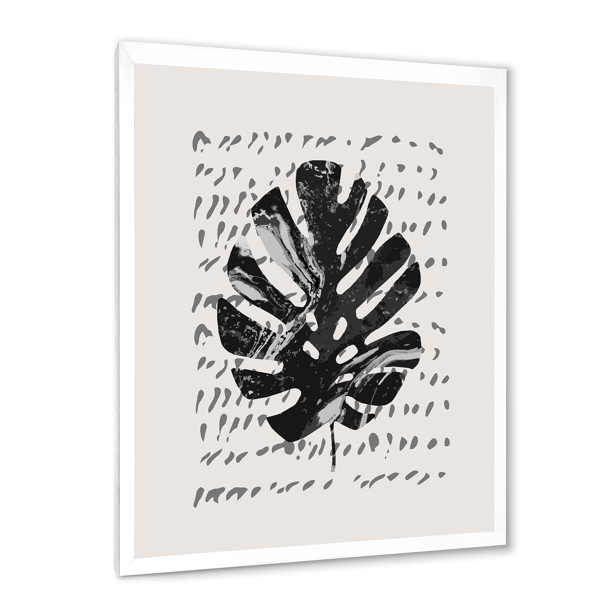 Designart 'Minimal Tropical Palm Leaf Over Grunge Texture' Tropical Framed Art Print