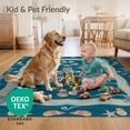 thumbnail image 4 of ODIKA 2'x3' Ultra-Soft Accent Mat, Wave Beachy Border Entry Themed Teal Bathroom Nautical Turtle Ocean Playful None Washable, Bare feet friendly, Easy Care Indoor rug for Bedside, Footrest, 4 of 7
