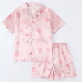 thumbnail image 2 of Pandaie 5-14Y Toddler Girls Pajamas Set Satin Silk Button Down Short Sleeve Sleepwear Kids 2 Piece Pjs Loungewear Gifts Light Pink, 2 of 3