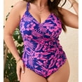thumbnail image 6 of Pincandy Womens Plus Size Printed Backless One Piece Sporty Swimsuit Padded Wireless Slim Fit 4 Way Stretch Breathable for Beach Pool Summer Active Leisure Wear, 6 of 7