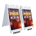 thumbnail image 2 of A-frame Sidewalk Sparklers Buy 1 Get 1 Free 24" x 36" Double Sided A-Frame Sidewalk Sign, Includes 2 Installed Vinyl Decals | Foldable Portable White Signicade Sandwich Board Signs, 2 of 5