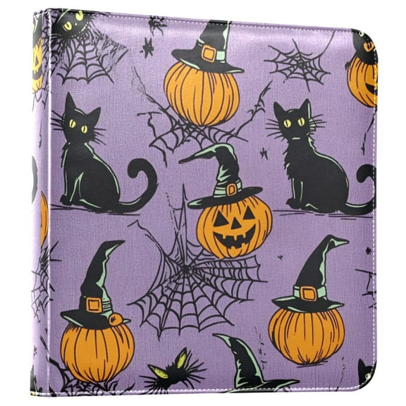 FORMRS 3 Ring Photo Album 4"x6" Self Adhesive Large Capacity PU Leather Cover, Halloween Pumpkin