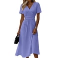 thumbnail image 3 of HAJWOH Women's Cocktail Trendy Dresses Formal Wedding Guest Modest Church Vintage Tea Party Midi Evening V Neck Shirts Sundress, 3 of 8