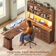 thumbnail image 6 of 69" Farmhouse L Shaped Standing Desk with 4 Drawers and Detachable Bookshelf, Height Adjustable Computer Desk for Home Office, 6 of 8