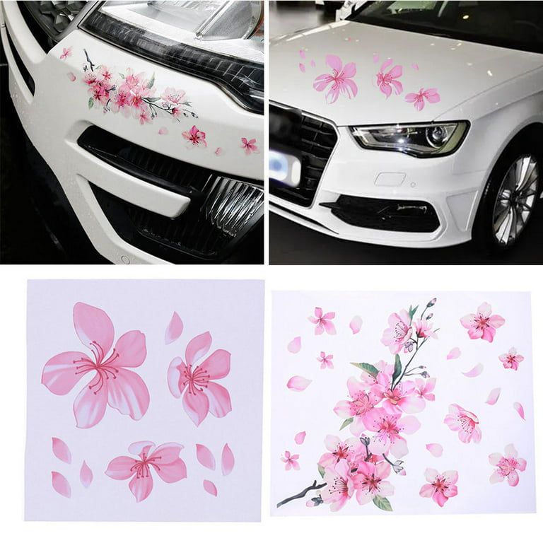 StickerTalk 4in x 4in Pink Flower Sticker Vinyl Tumbler Decal Floral Vehicle Stickers